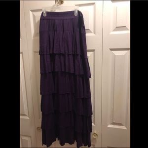 Deep Plum Ruffle Maxi Skirt